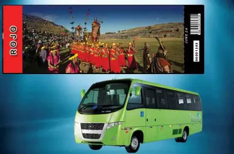 Billet pour l'Inti Raymi 2027. Section rouge + bus touristique.